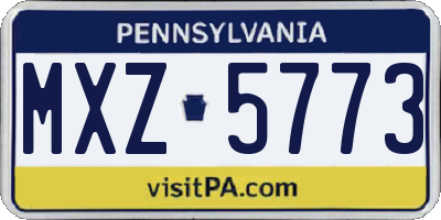 PA license plate MXZ5773