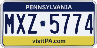 PA license plate MXZ5774