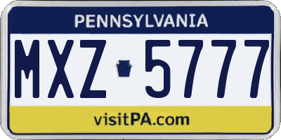 PA license plate MXZ5777
