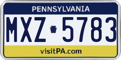 PA license plate MXZ5783