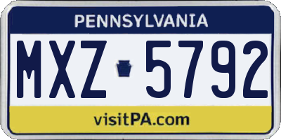 PA license plate MXZ5792