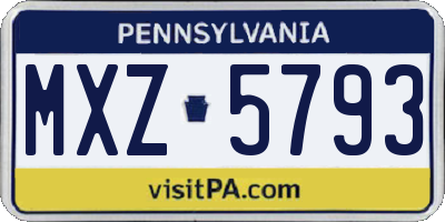 PA license plate MXZ5793