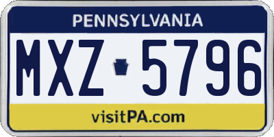 PA license plate MXZ5796