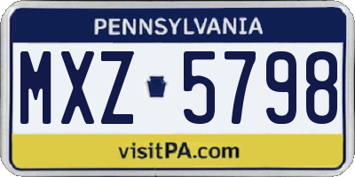 PA license plate MXZ5798