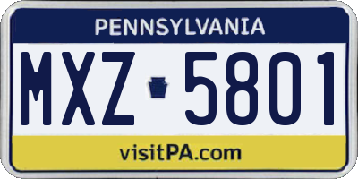 PA license plate MXZ5801