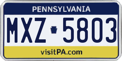 PA license plate MXZ5803