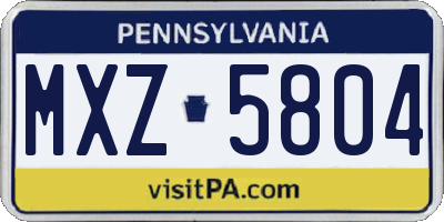 PA license plate MXZ5804