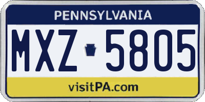 PA license plate MXZ5805