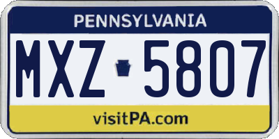 PA license plate MXZ5807