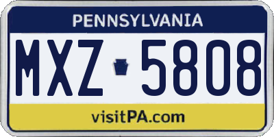 PA license plate MXZ5808