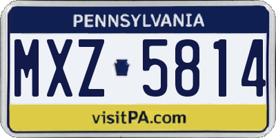 PA license plate MXZ5814