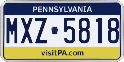 PA license plate MXZ5818