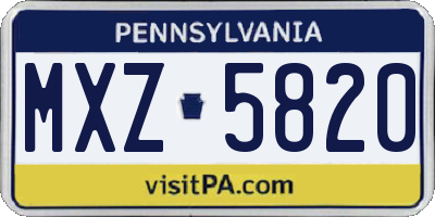 PA license plate MXZ5820