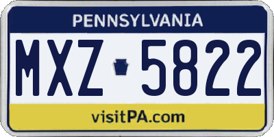 PA license plate MXZ5822