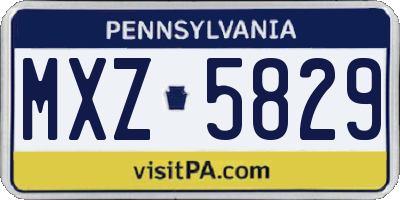 PA license plate MXZ5829