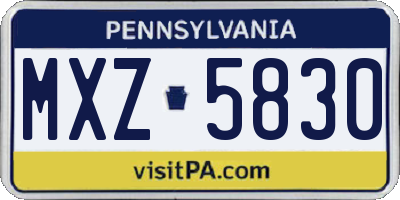 PA license plate MXZ5830
