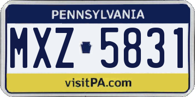 PA license plate MXZ5831