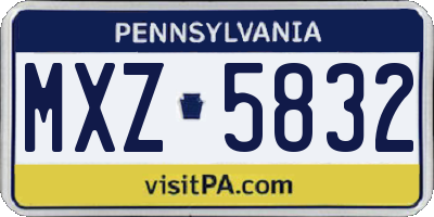 PA license plate MXZ5832