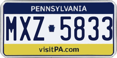 PA license plate MXZ5833