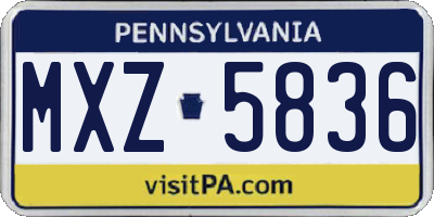 PA license plate MXZ5836