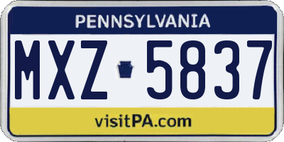 PA license plate MXZ5837