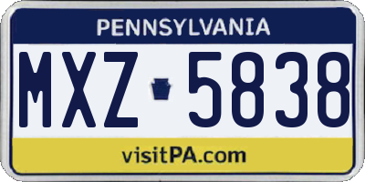 PA license plate MXZ5838