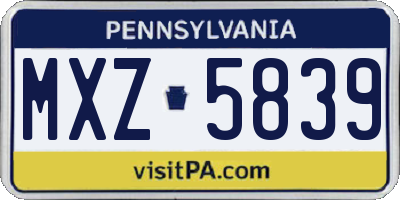 PA license plate MXZ5839