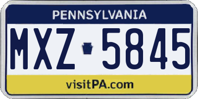 PA license plate MXZ5845