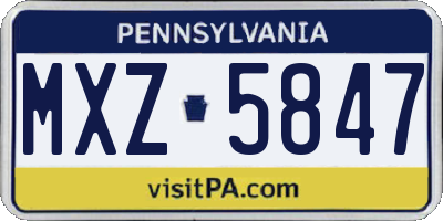 PA license plate MXZ5847