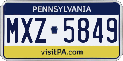 PA license plate MXZ5849