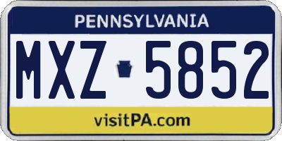 PA license plate MXZ5852
