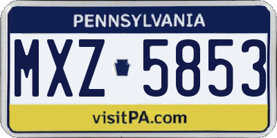 PA license plate MXZ5853