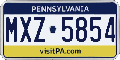 PA license plate MXZ5854