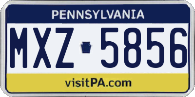 PA license plate MXZ5856