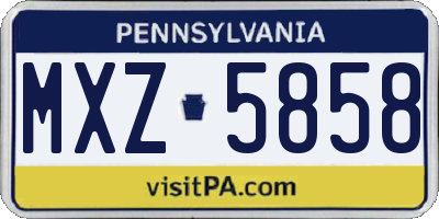PA license plate MXZ5858