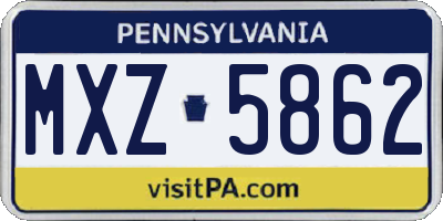 PA license plate MXZ5862