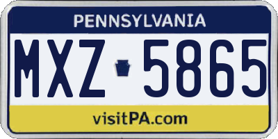 PA license plate MXZ5865