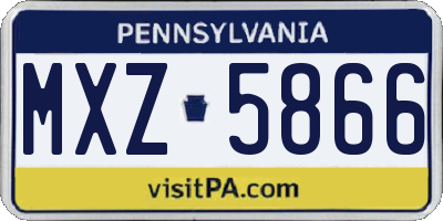 PA license plate MXZ5866