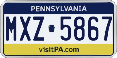 PA license plate MXZ5867