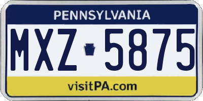 PA license plate MXZ5875