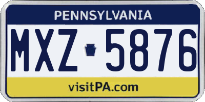 PA license plate MXZ5876