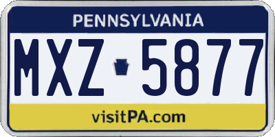 PA license plate MXZ5877