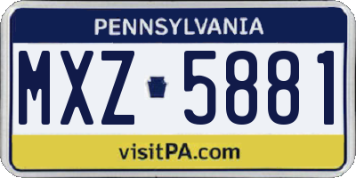 PA license plate MXZ5881