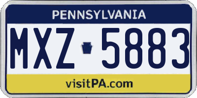 PA license plate MXZ5883