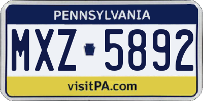 PA license plate MXZ5892