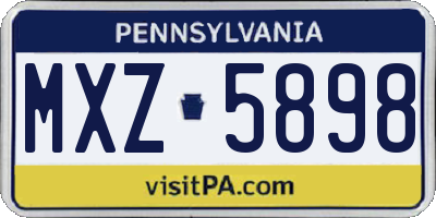 PA license plate MXZ5898