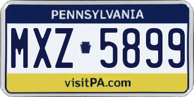 PA license plate MXZ5899
