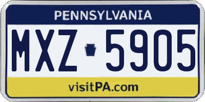 PA license plate MXZ5905