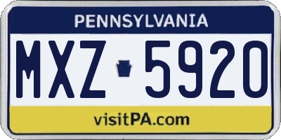 PA license plate MXZ5920