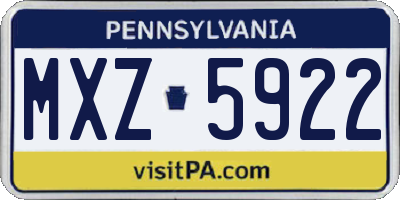 PA license plate MXZ5922